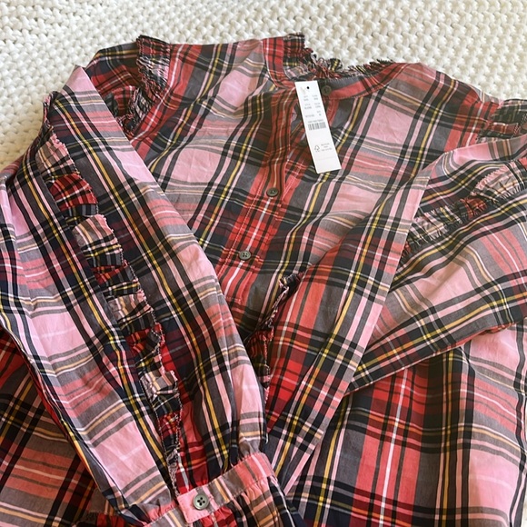 JCREW NWT Tartan Top Blouse Medium - Picture 4 of 5
